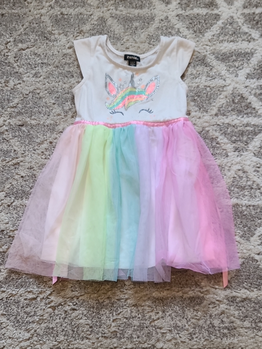 10 for $25 - Zunie Girls 4 Unicorn Dress with Rainbow Tulle Skirt